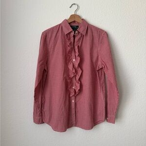 Lauren Ralph Lauren Ruffle Red Gingham Button Down